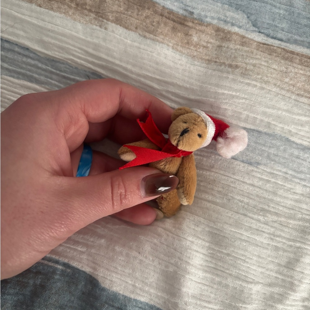 Miniature Teddy Bear with Santa Hat